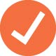Orange circle with white check mark in it